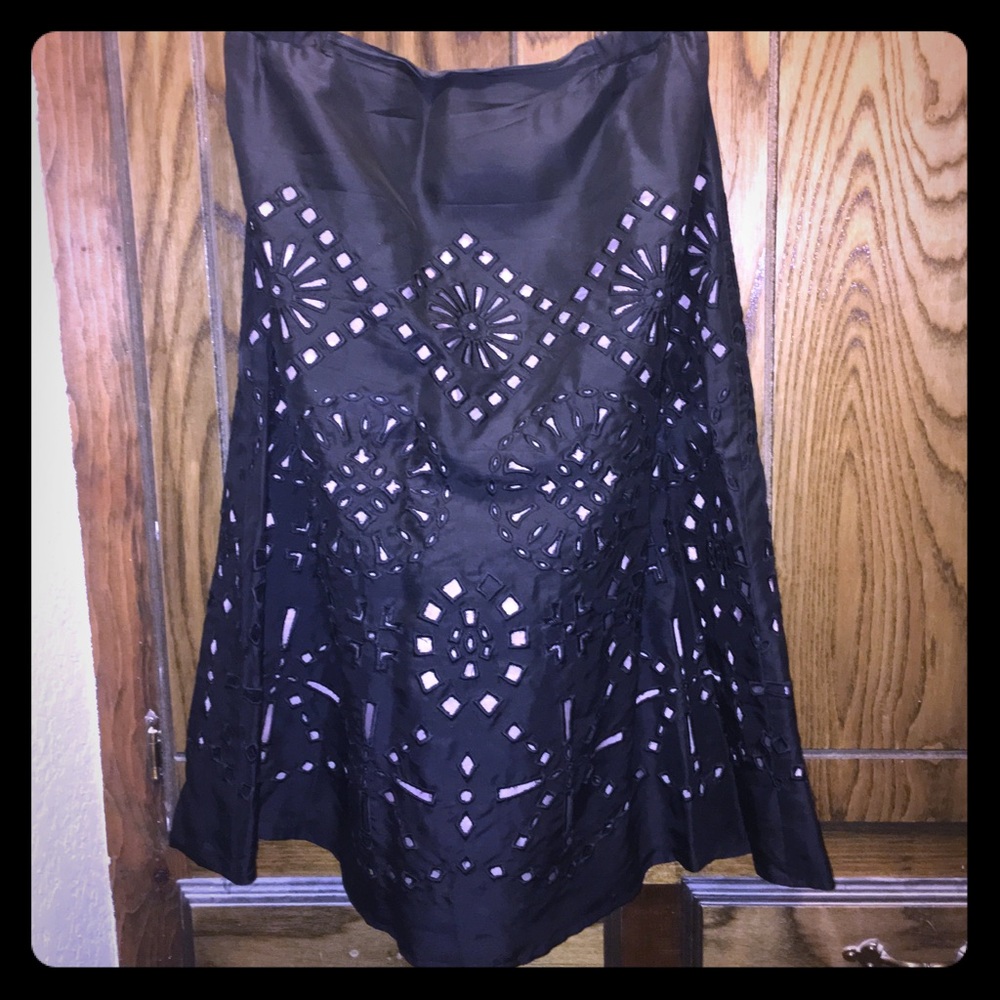 Wd-Ny Size 14 Layered Blk/Tan Flower Skirt